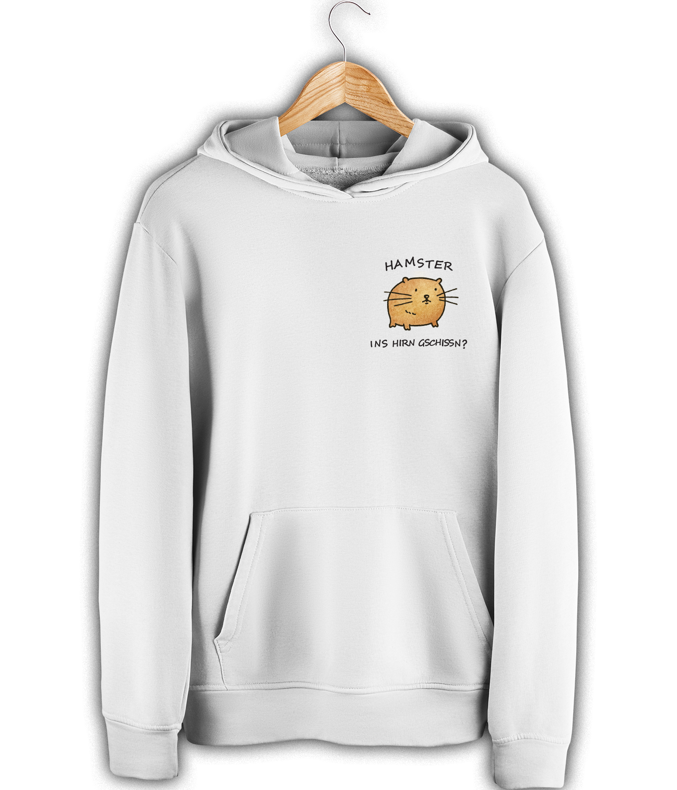 Hoodie - Hamster ins Hirn Geschissn (Weiß)