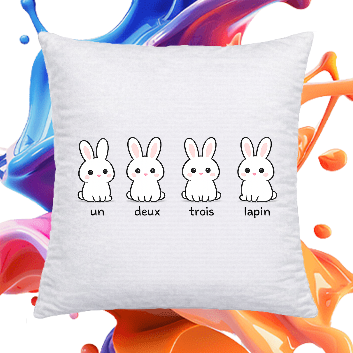 Un Deux Trois Lapin Kissen – Süßes Hasen Design | Geschenk für Kinder & Baby | KoalaPrint